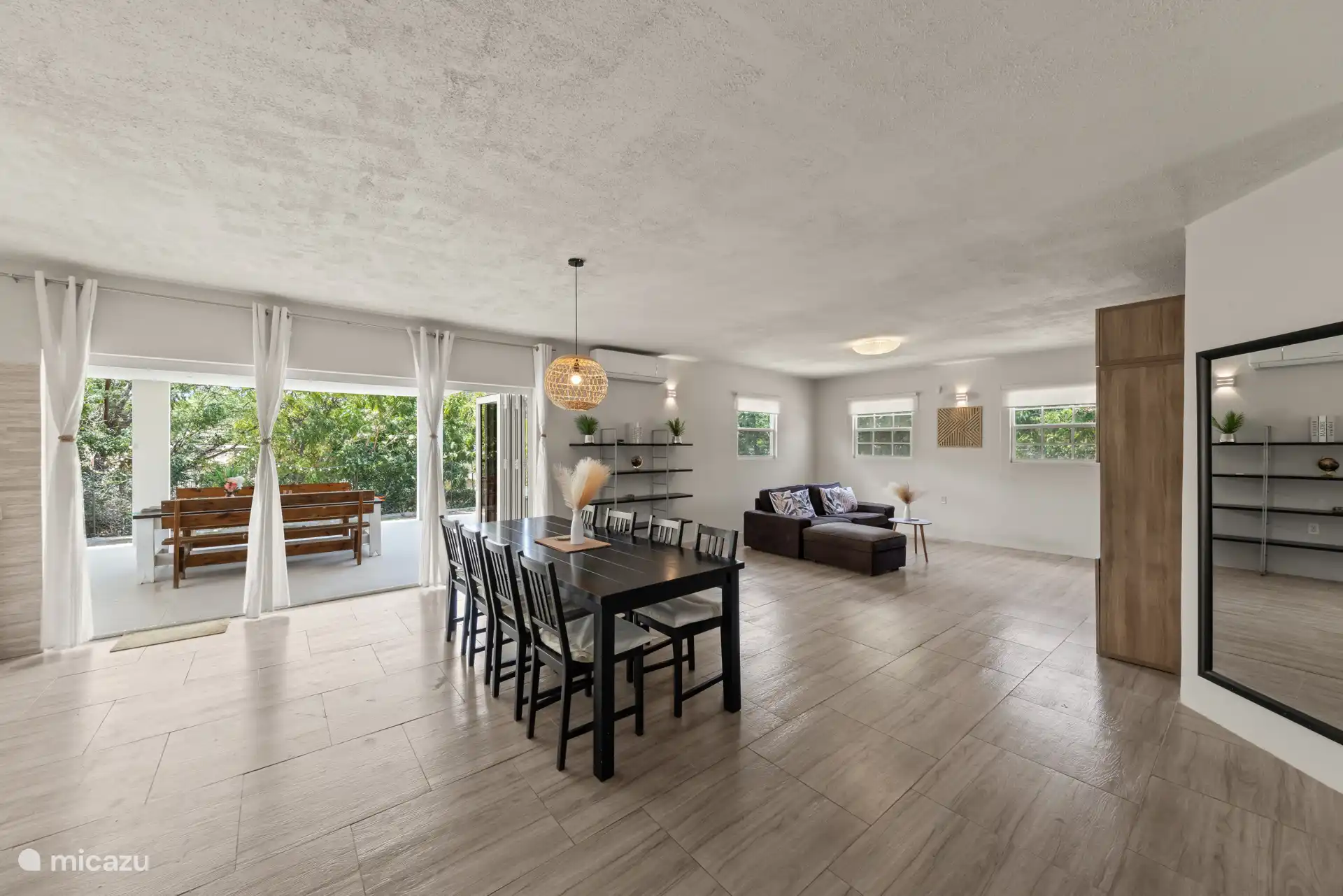 dining area with patio doors to the outside