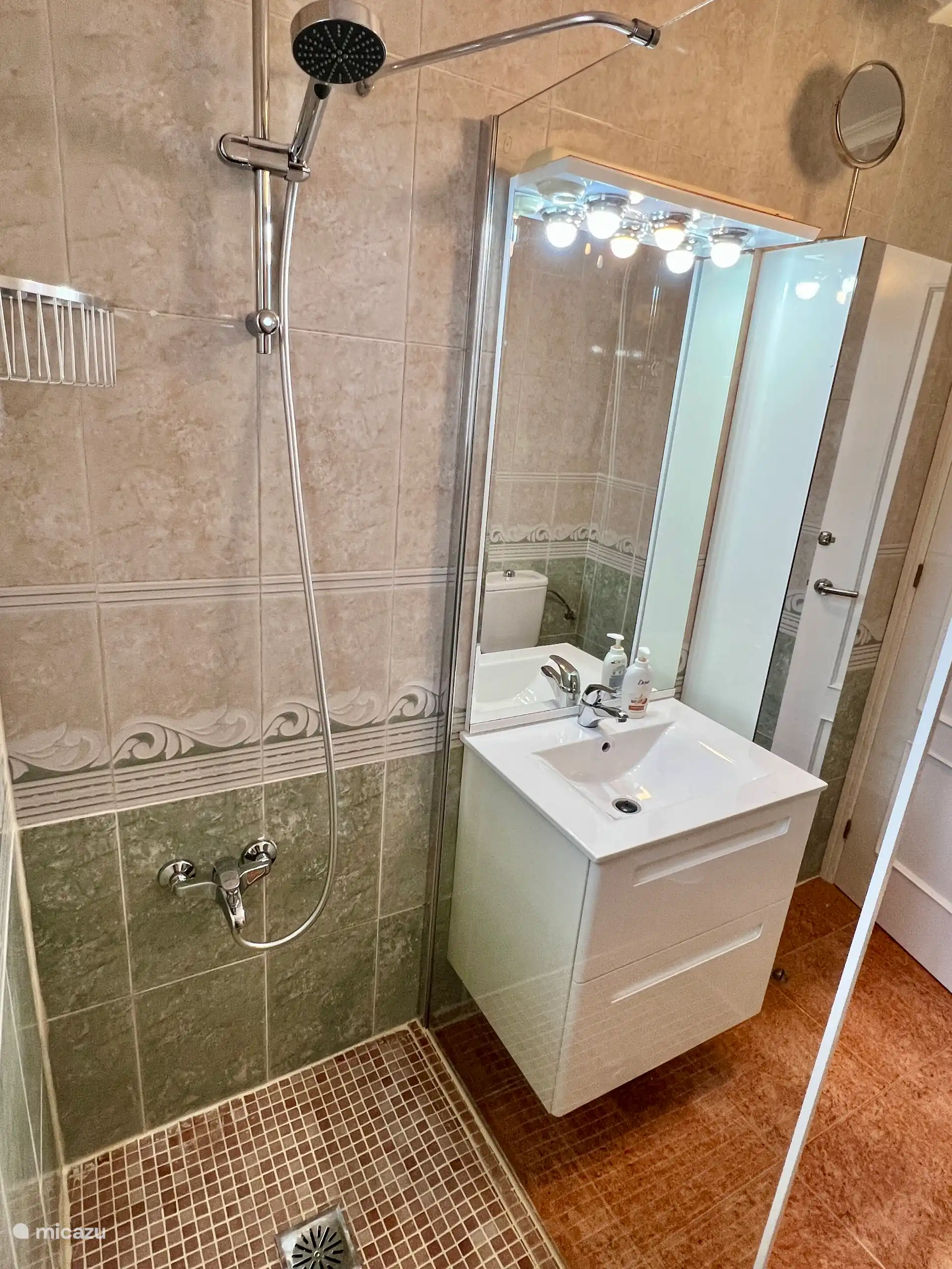 Waschbecken und Dusche 