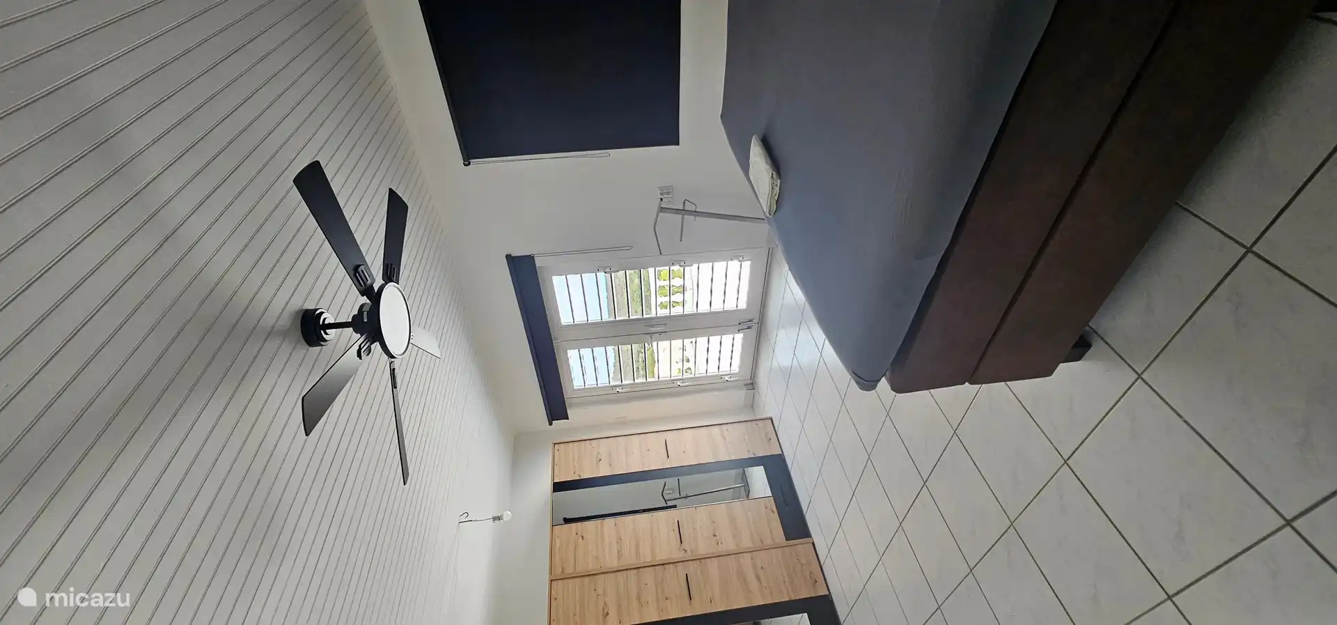 Bedroom 5 upstairs with large terrace. 2 people.