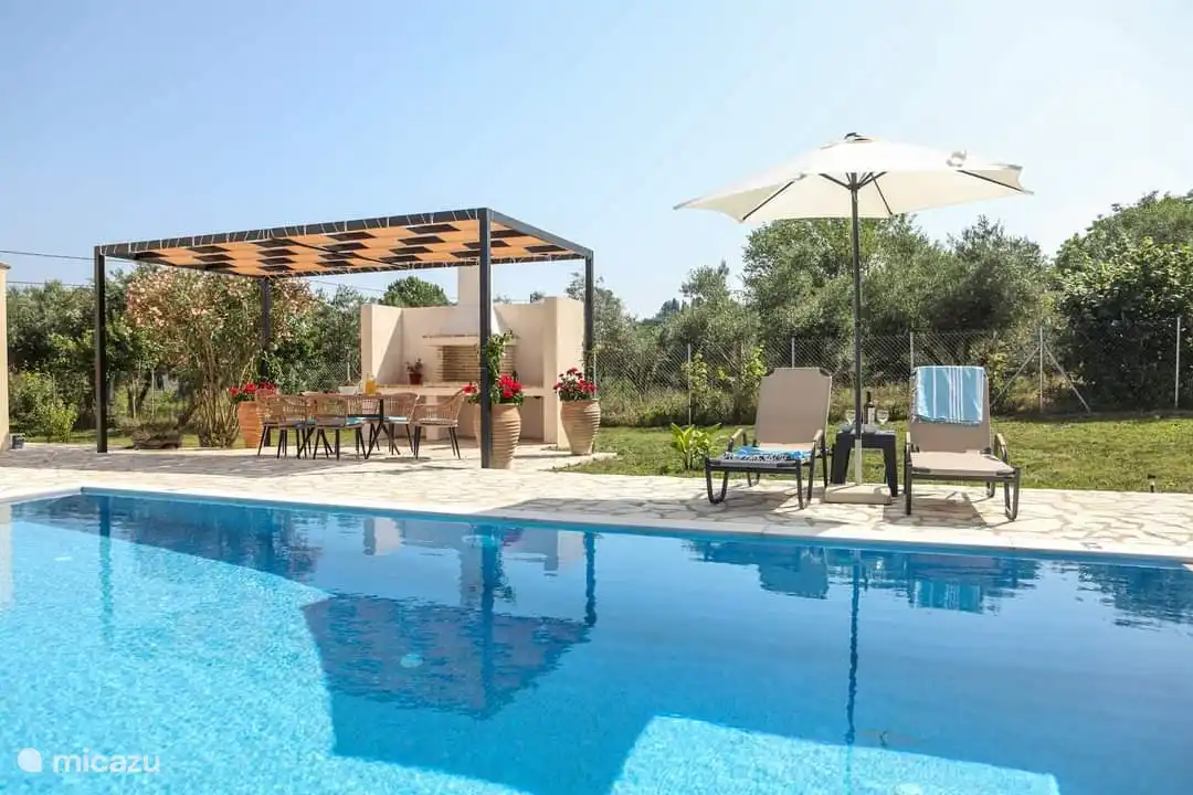 Piscine privée avec pergola et espace barbecue