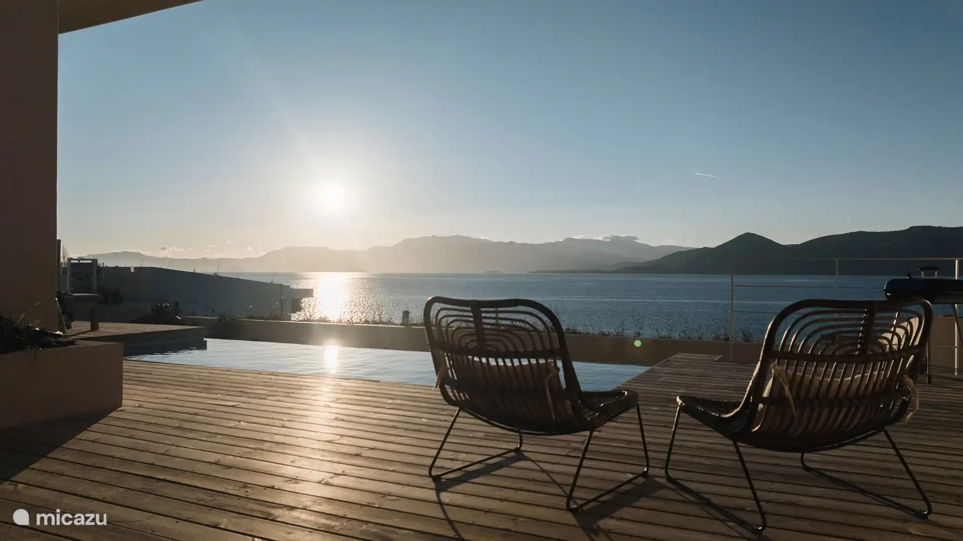 Sunset view from decked terrace