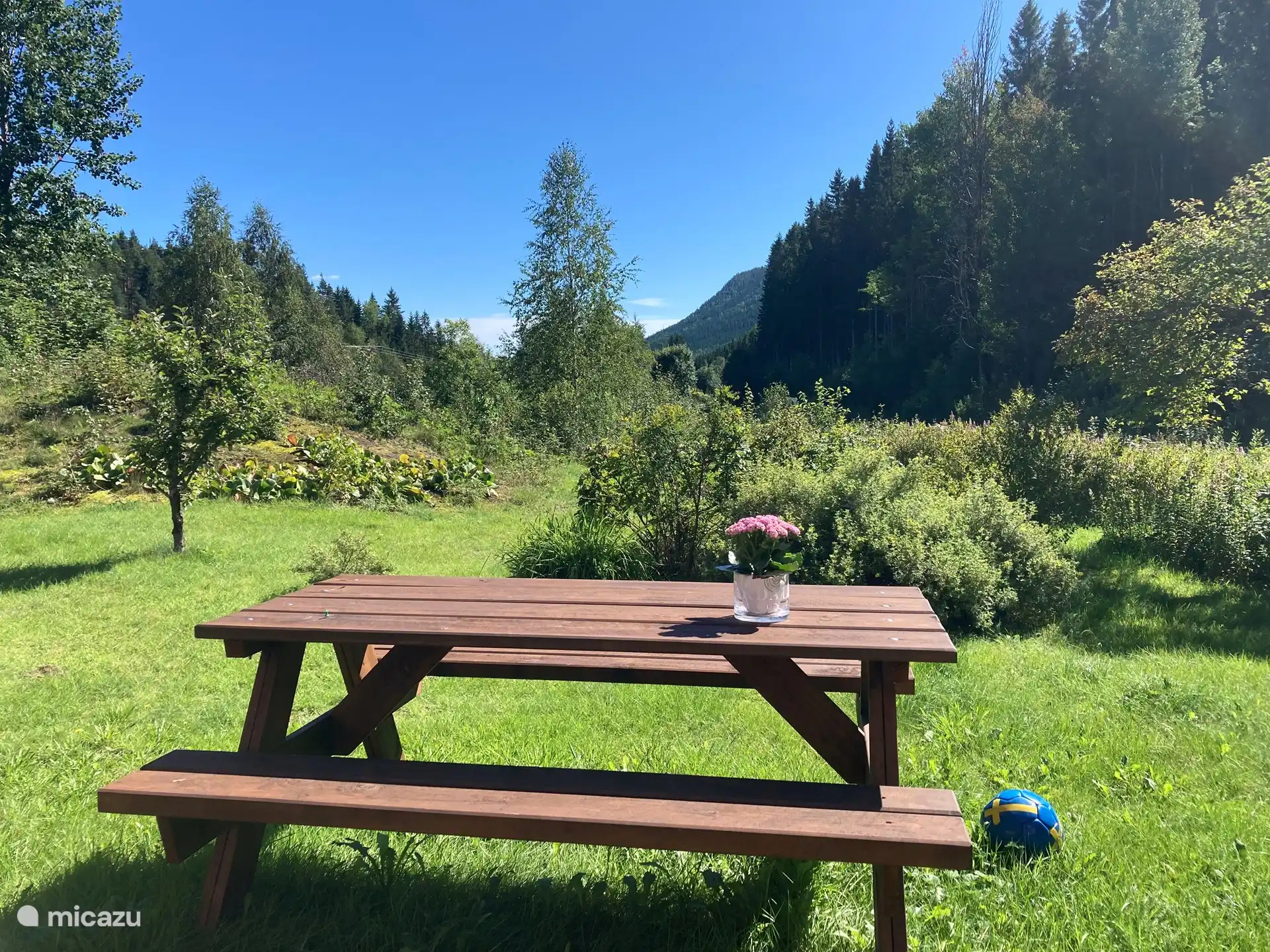 Jardín con asientos