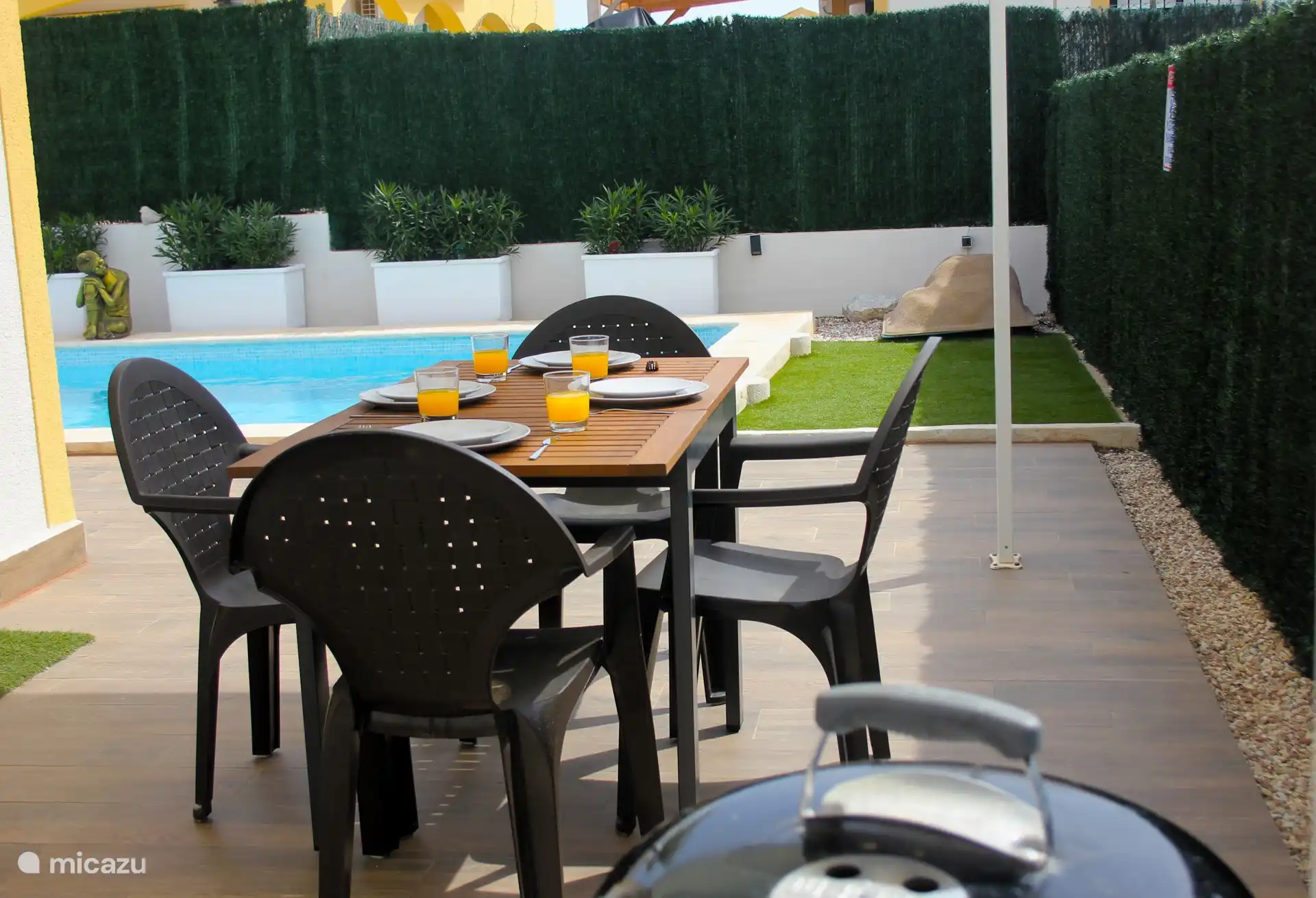 dining table with barbecue