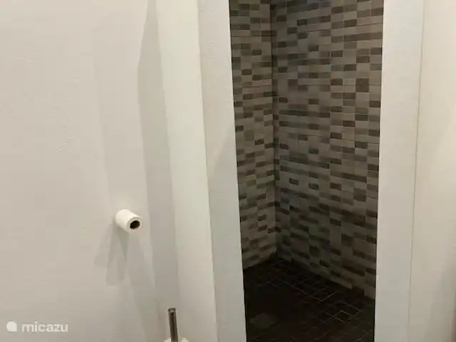 Location de Vacances Espagne, Costa Blanca, Benissa, appartement - Appartement àVilla El Loto Blanco  Salle de bain avec douche à effet pluie, douchette, toilettes et lavabo.