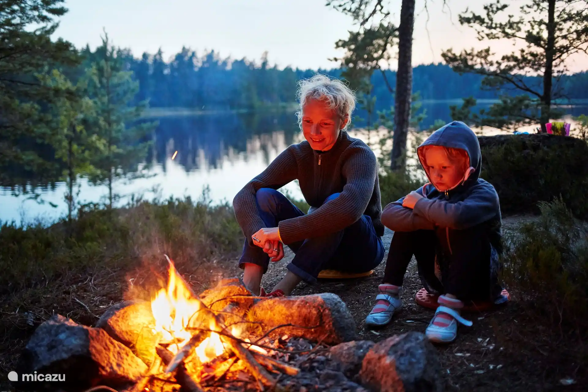 Campfire by the river Klarälven