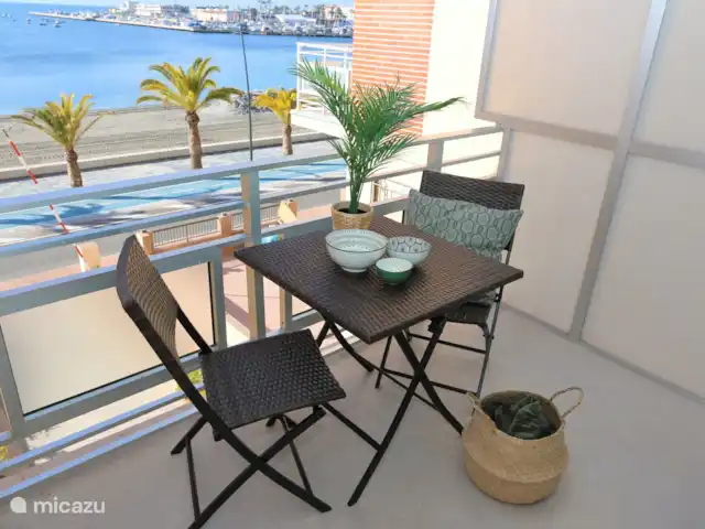 Vue sur la mer directement sur la plage | Espagne, Costa Cálida, Lo Pagán - appartement Balcon avec table