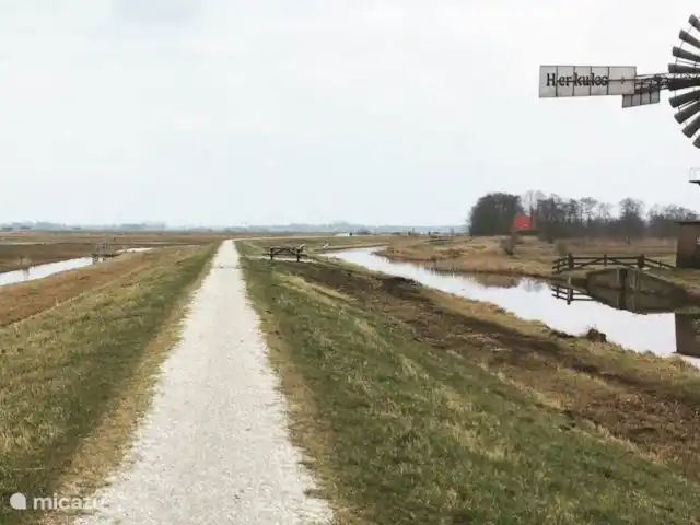 Location de Vacances Pays-Bas, Frise, Drachten, maison de vacances - 't Veenhuys Environs avec le moulin américain Hercules - vue Veenhuys