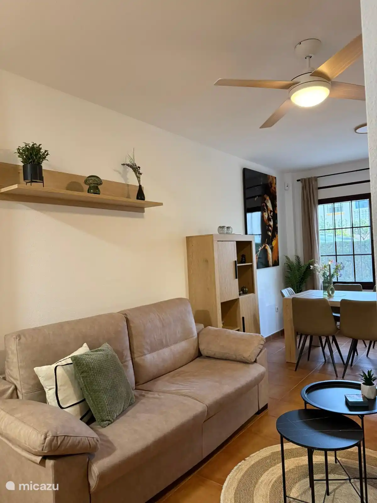 Living room with a lovely sofa, possibly also available as a sofa bed