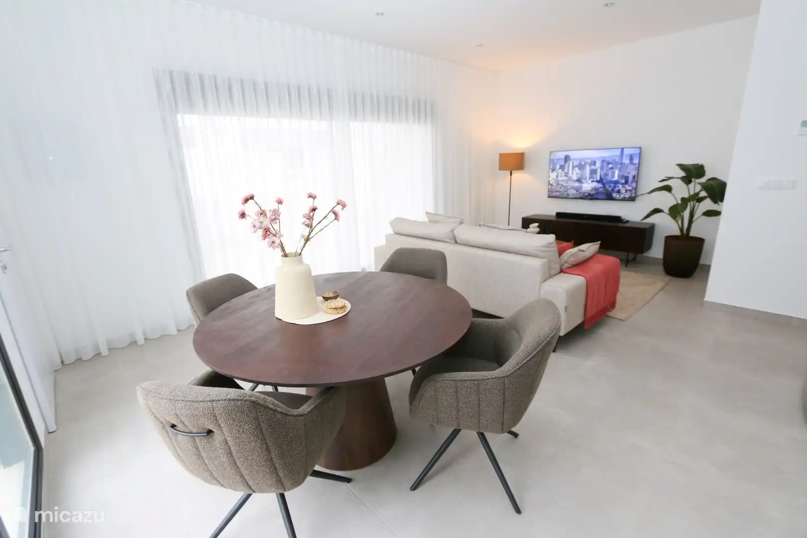 Dining area with comfortable chairs.