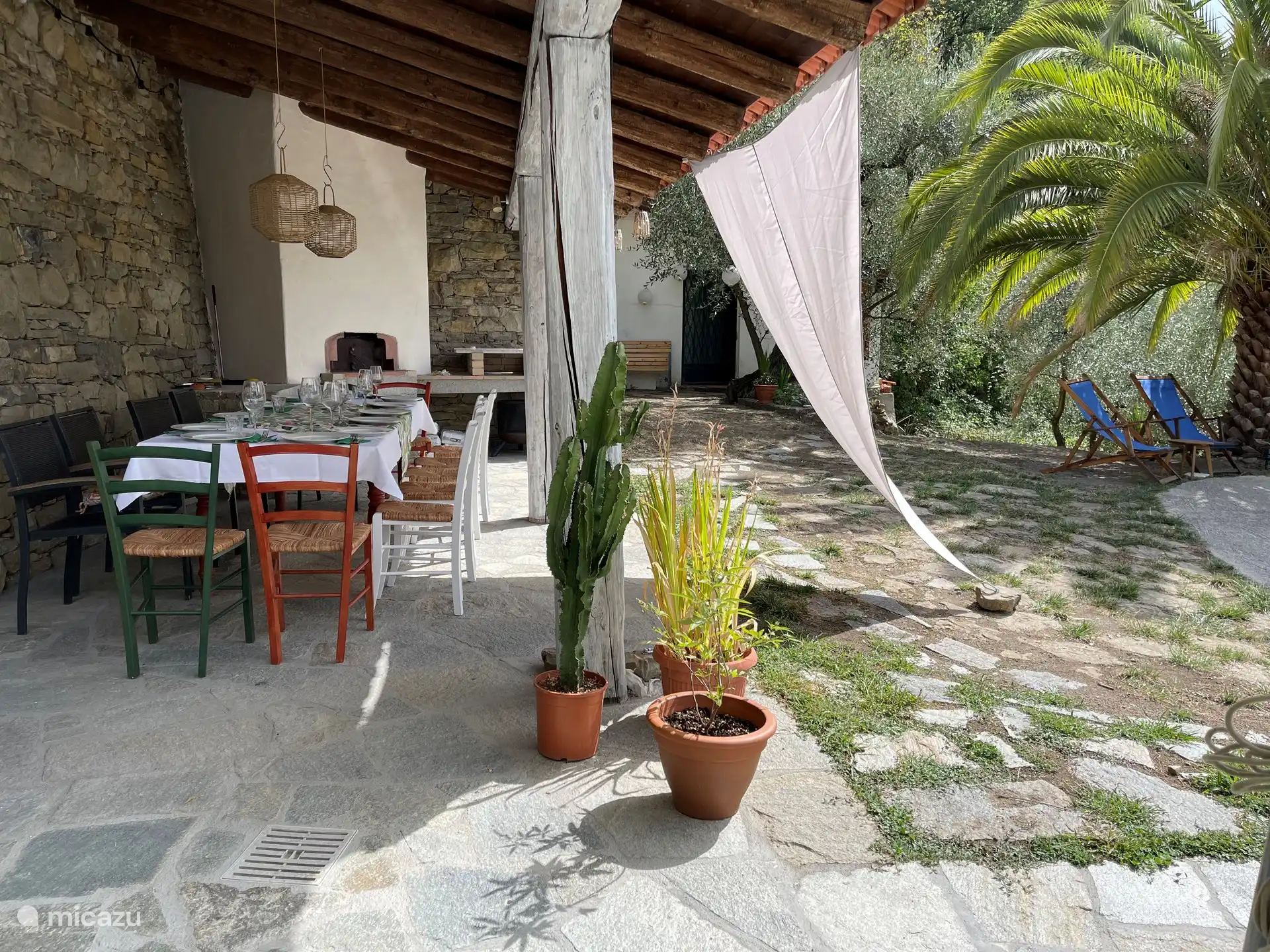 Überdachte Terrasse Pranzo, Mittagessen.