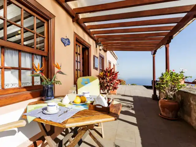 Casa Carlota | Espagne, La Palma, Brena Baja - maison de vacances Petit-déjeuner avec vue sur la mer