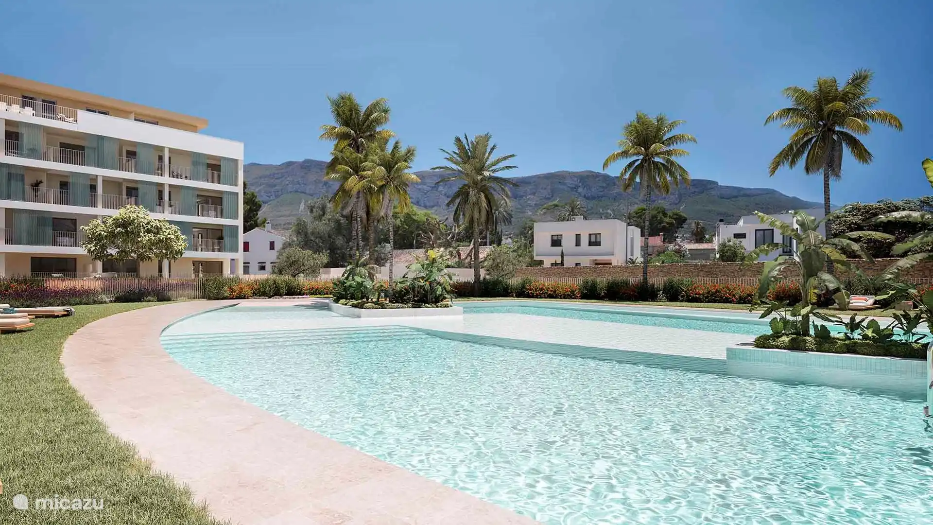 Gemeenschappelijke tuin met (kinder)zwembad.