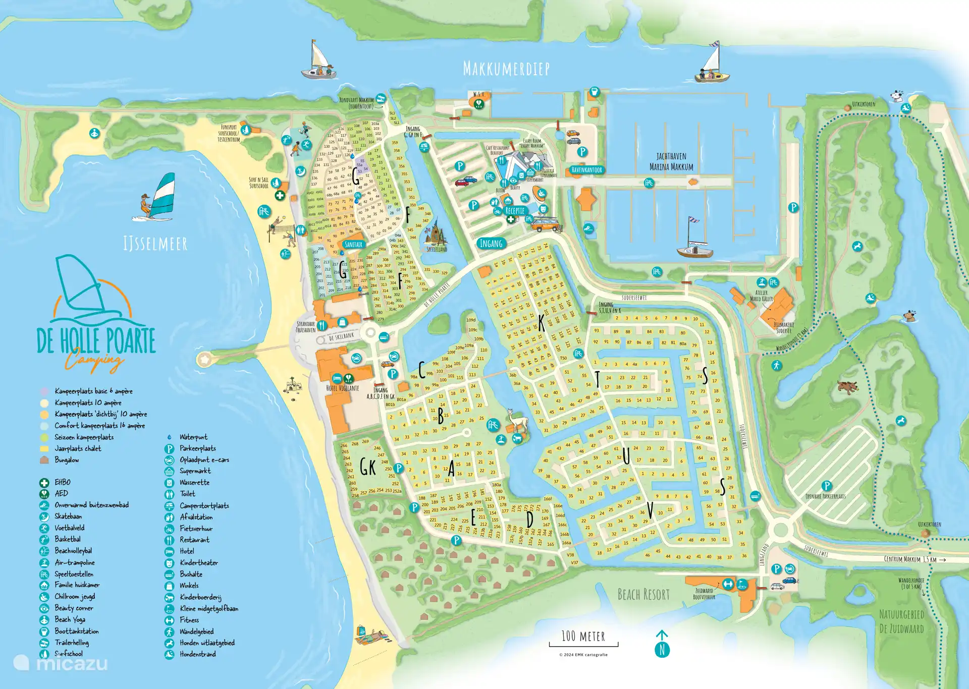 Carte! S40 est notre chalet, vous marchez par D immédiatement à gauche à travers la forêt directement à la plage ! 