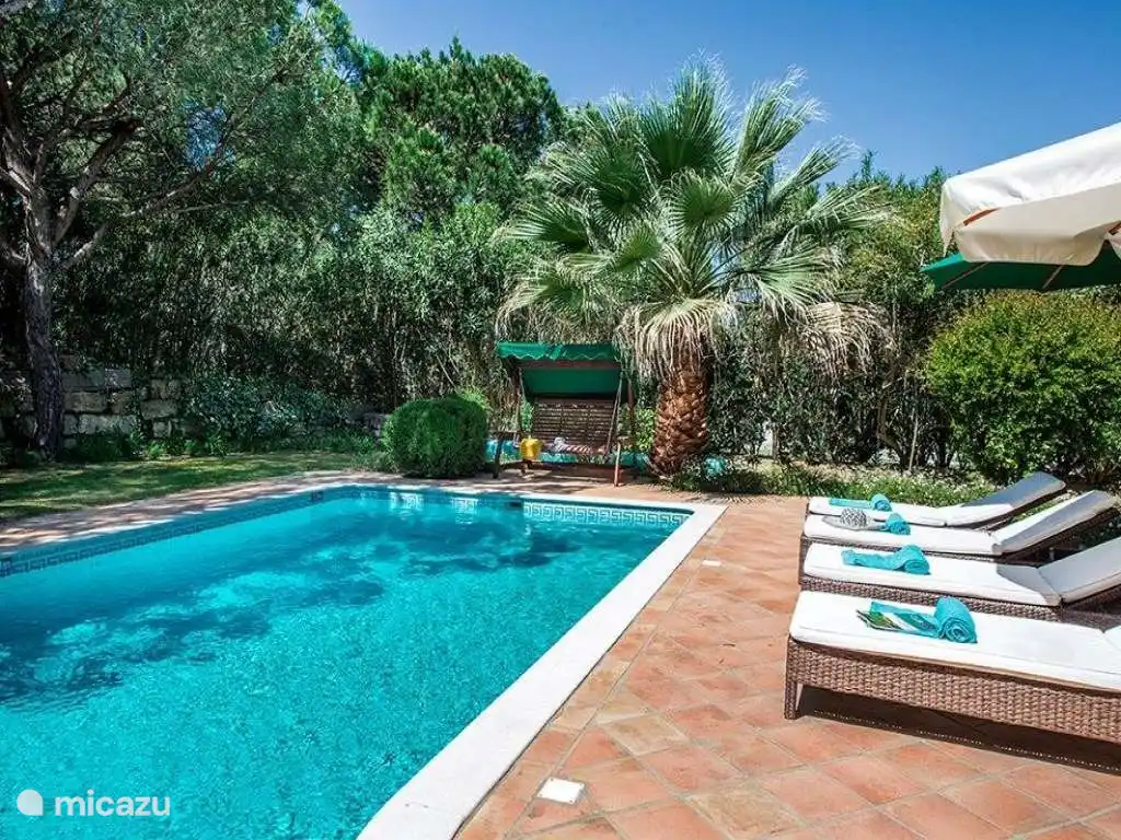 Schwimmbad mit Liegestühlen