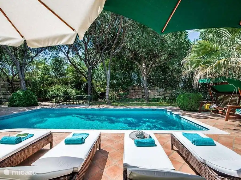 Schwimmbad mit Liegestühlen