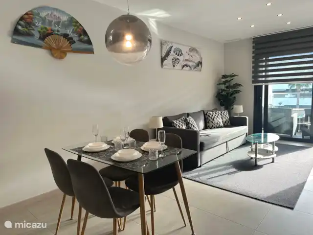 Flamenca Village met groot balkon huren in Spanje, Costa Blanca, Orihuela Costa - appartement Eetruimte en woonkamer
