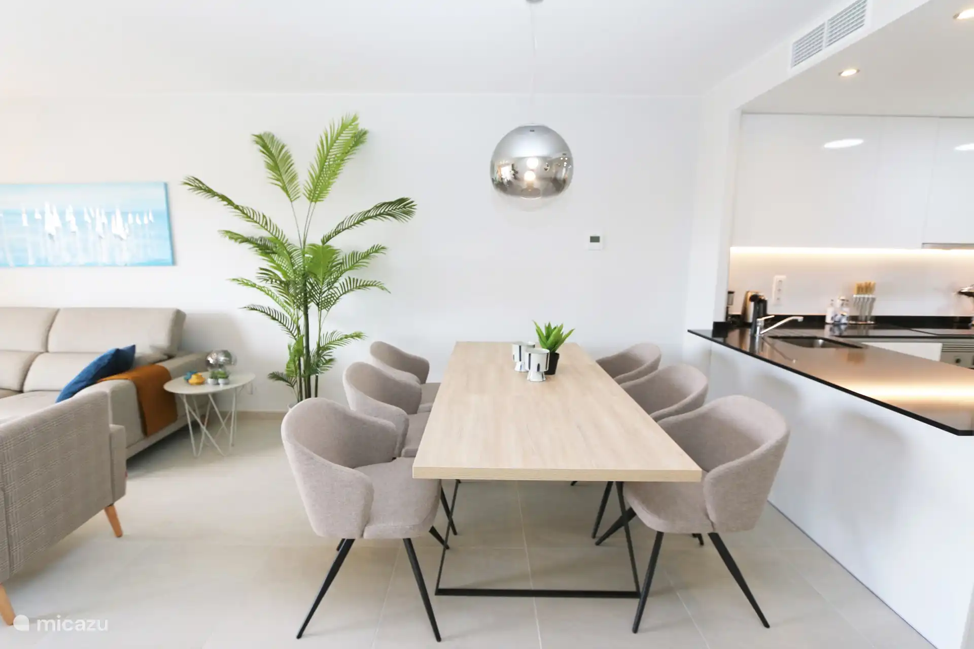 Cocina, comedor y sala de estar