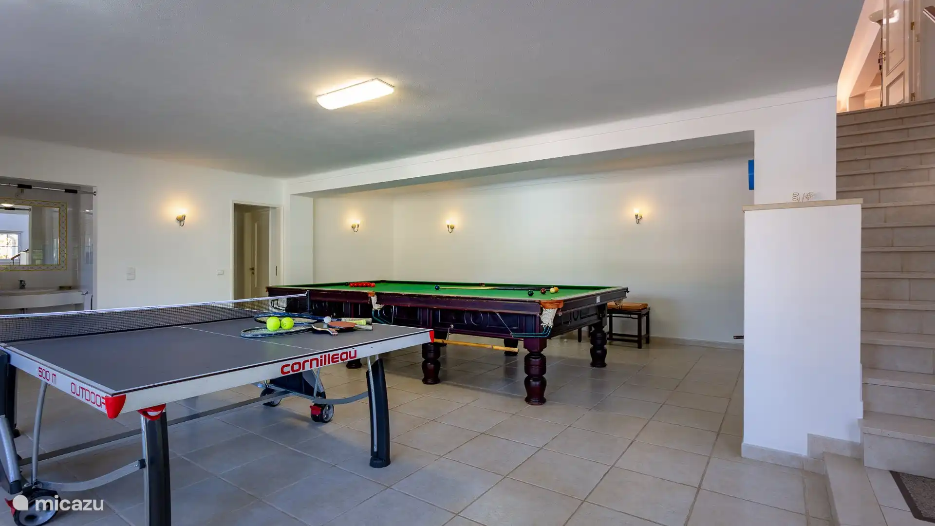 Billardtisch und Tischtennisplatte