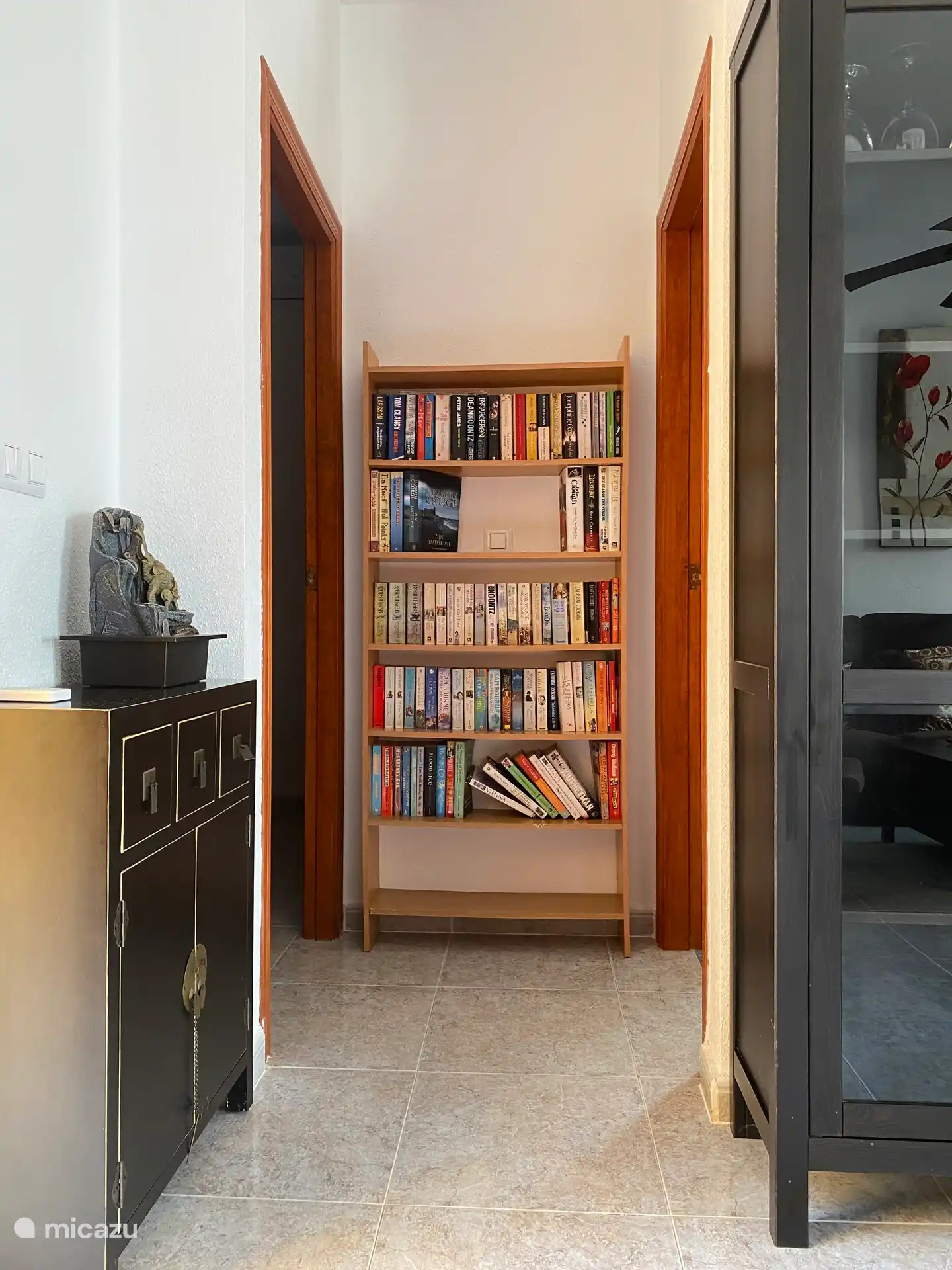 Hall with a large bookcase