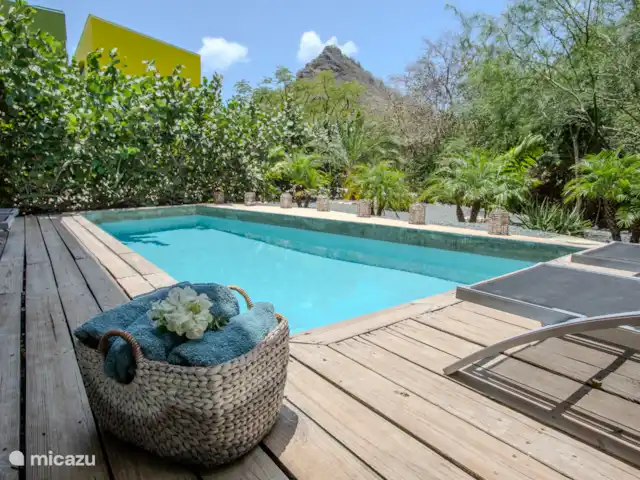 Villa design unique dans un complexe naturel | Curaçao, Curaçao-Centre, Sint Michiel - villa Une vue à couper le souffle depuis la piscine sur la montagne.