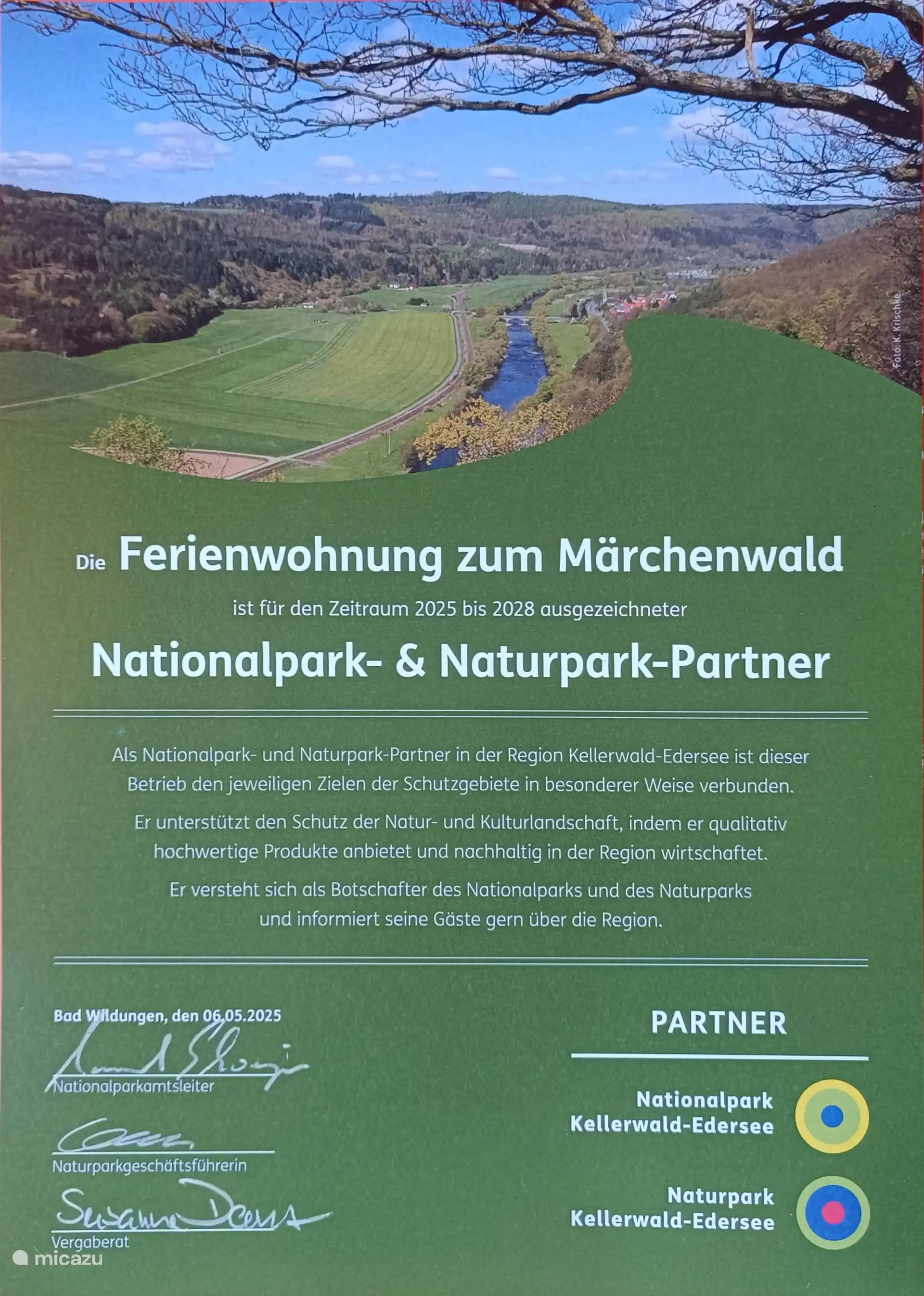 Certified as a very sustainable holiday apartment in the Kellerwald-Edersee National Park