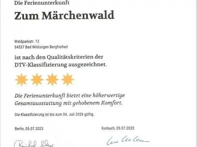 Location de Vacances Allemagne, Hesse, Bad Wildungen, appartement - Appartement zum Märchenwald ****  Certificat officiel de l’Association allemande du tourisme 4 étoiles