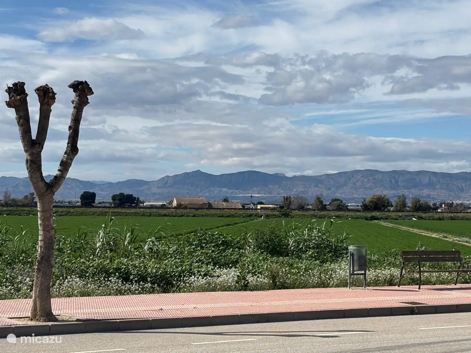 Achterzijde huis uitzicht op de bergen