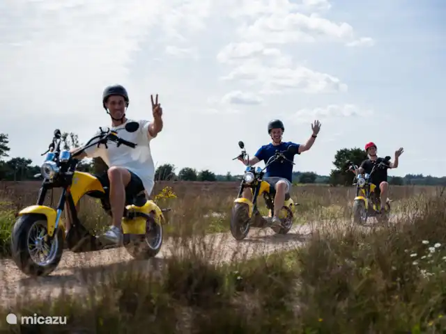 Oudveluwe - cabaña - bosque en Países Bajos, Güeldres, Voorthuizen - casa vacacional Descubra el Veluwe único en el E-scooter.
Alquiler en el especialista de Veluwe Garderen