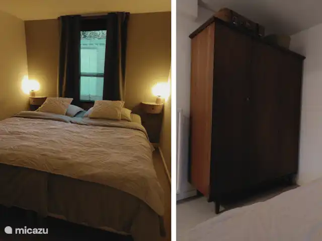 Oudveluwe - cabaña - bosque en Países Bajos, Güeldres, Voorthuizen - casa vacacional El dormitorio principal con el gran armario