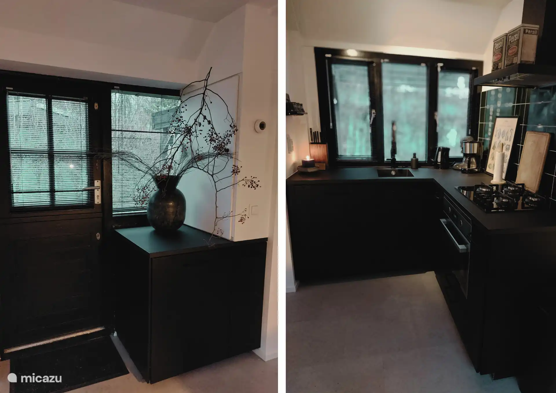 auf der linken Seite der Ein-/Ausgang des Hauses, gefolgt von der kompletten Küchenzeile