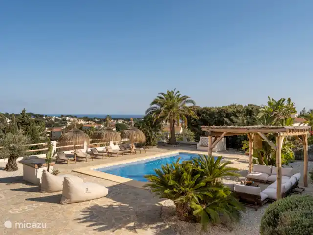 Casa Nassau Moraira / Benissa | Espagne, Costa Blanca, Benissa - villa Jardin avec vue sur la mer, 6 chaises longues, 2 poufs, 2 pergolas avec canapés