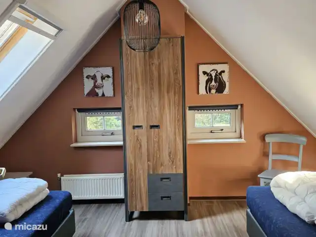 Lieu idyllique | Pays-Bas, Drenthe, Diever - maison de vacances Chambre à coucher1 avec 2 lits à sommier tapissier 1 personne