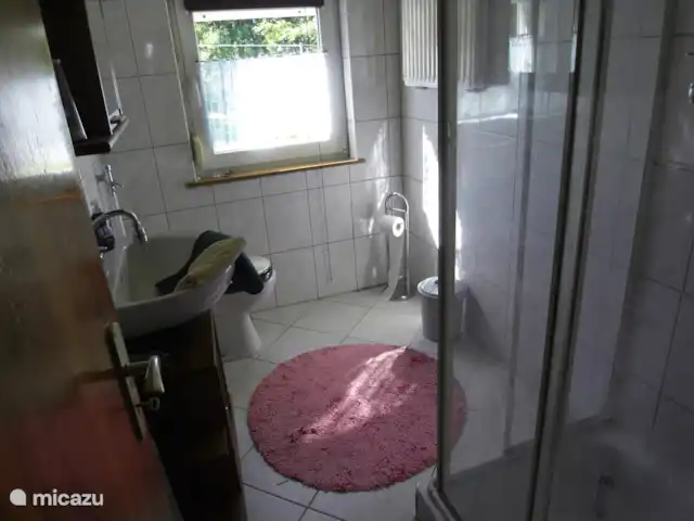 Location de Vacances Allemagne, Sauerland, Bad Laasphe, maison de vacances - Ancienne maison de forestier Wittgenstein Salle de bain avec douche Rez-de-chaussée