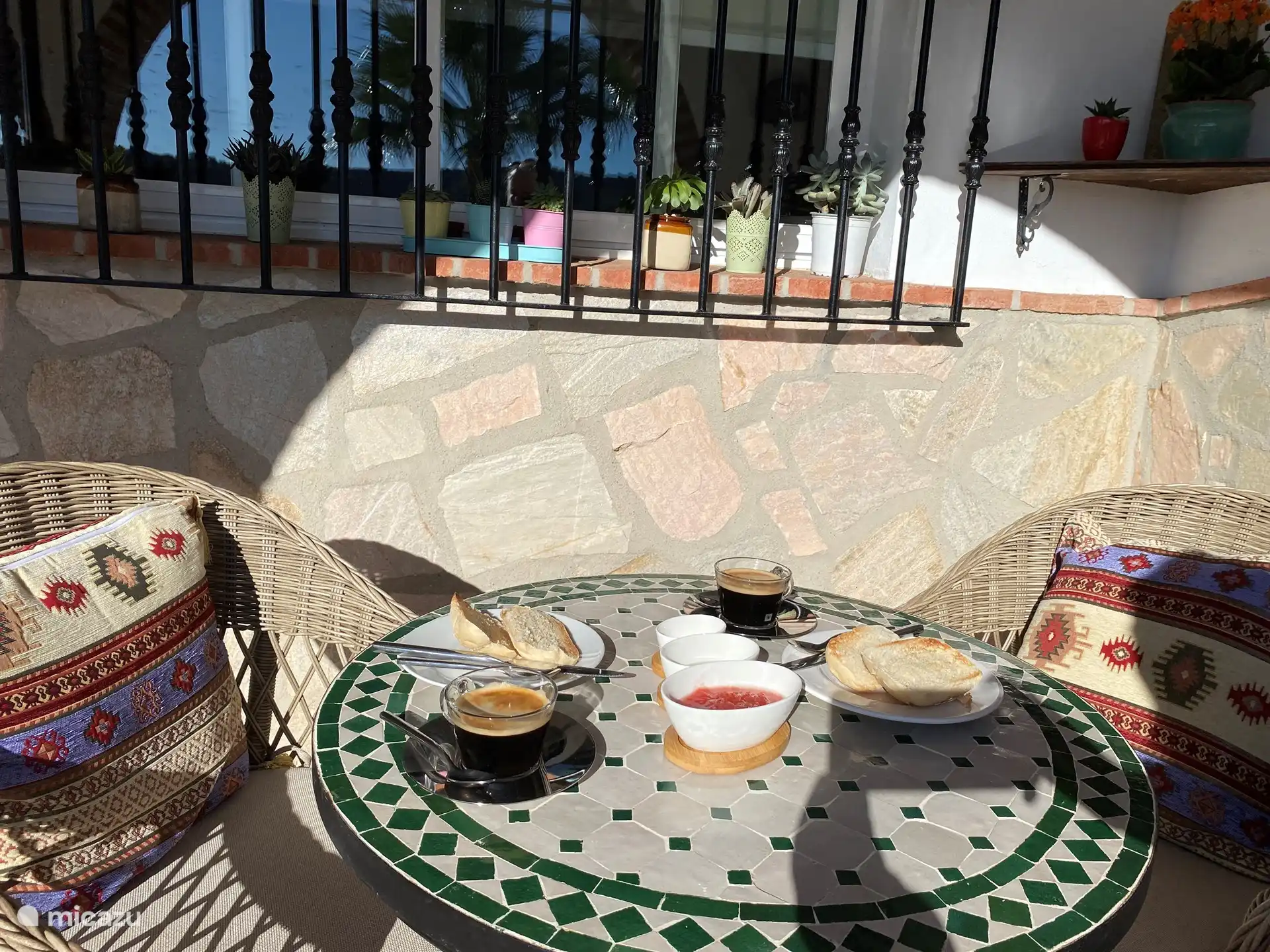 Sunny winter breakfast on the terrace.