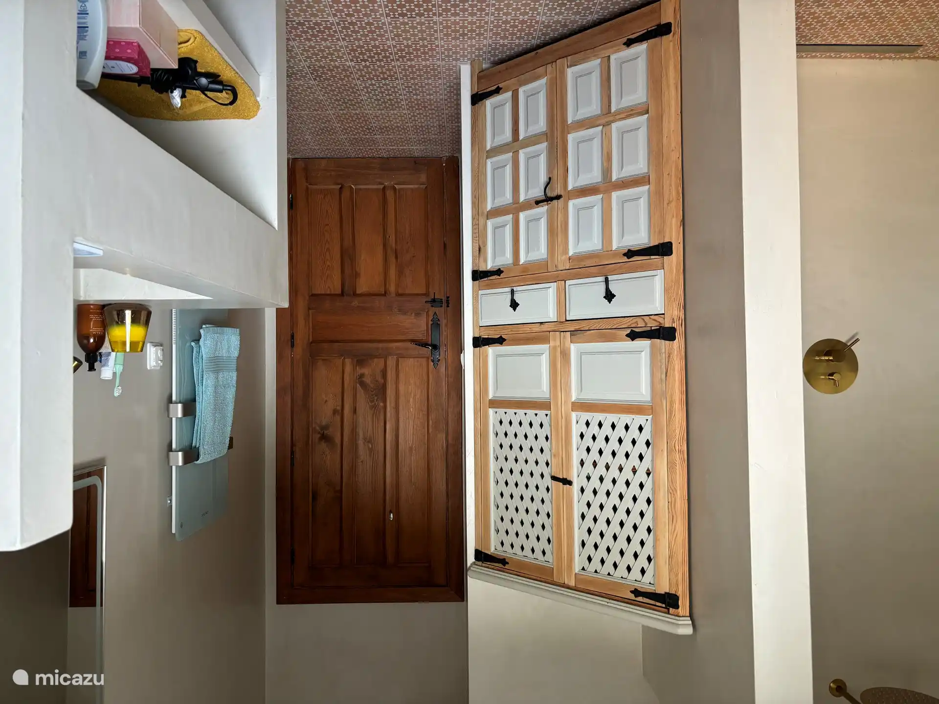 Main bathroom with walk-in shower and modern slipper bath.