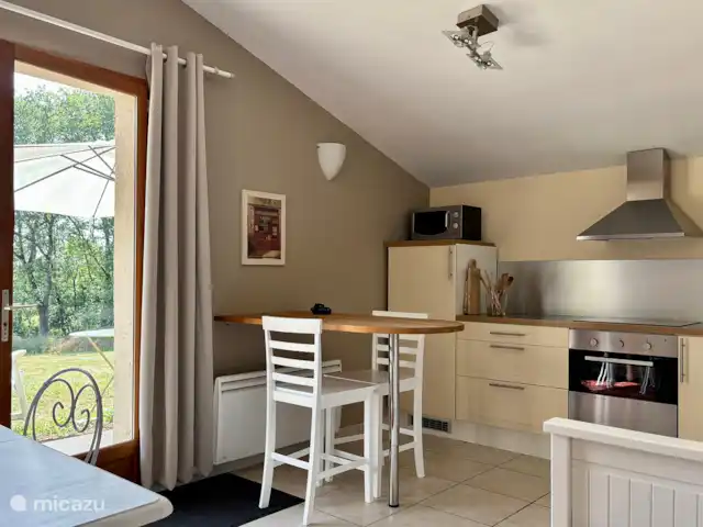 Clot des Tilleuls en Francia, Lot y Garona, Masquières - casa rural / cabaña Cocina moderna le Bois con barra de desayuno