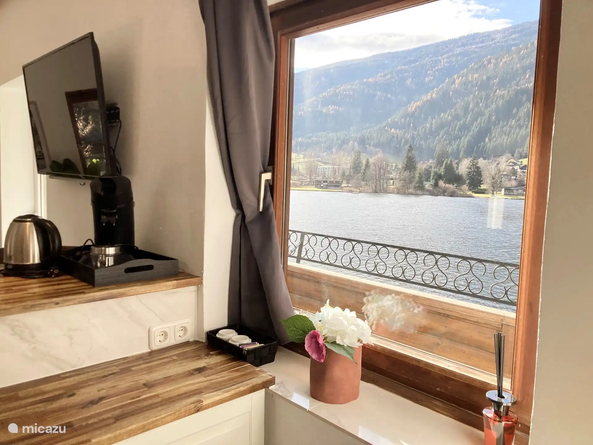 Küche, Balkon, Frühstücksbar, TV, Seeblick