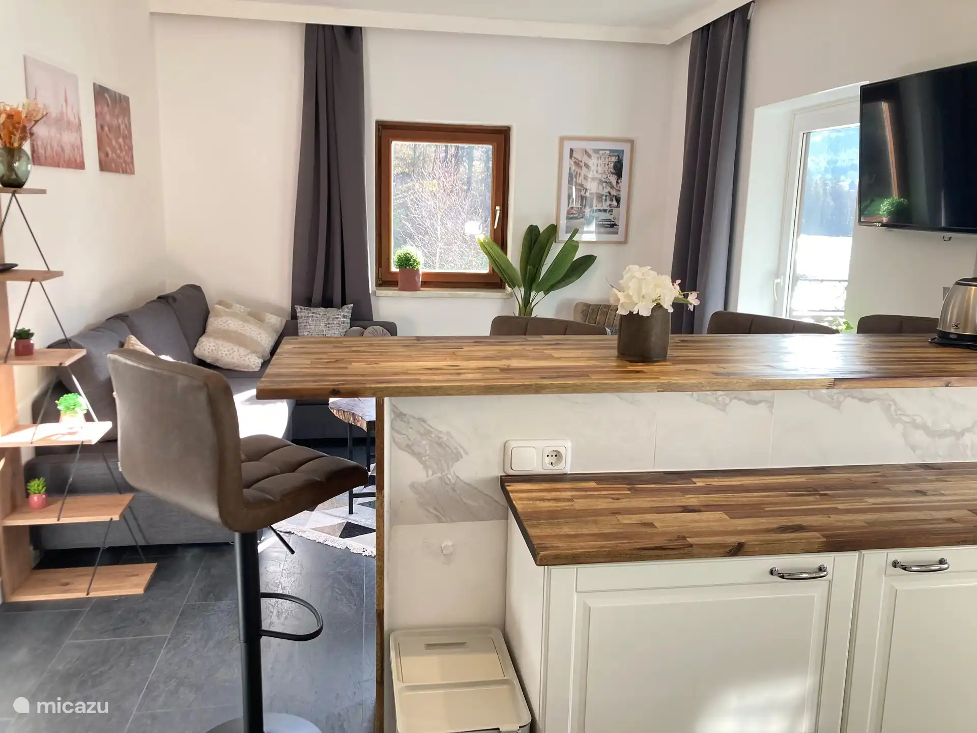 Küche, Balkon, Frühstücksbar, TV