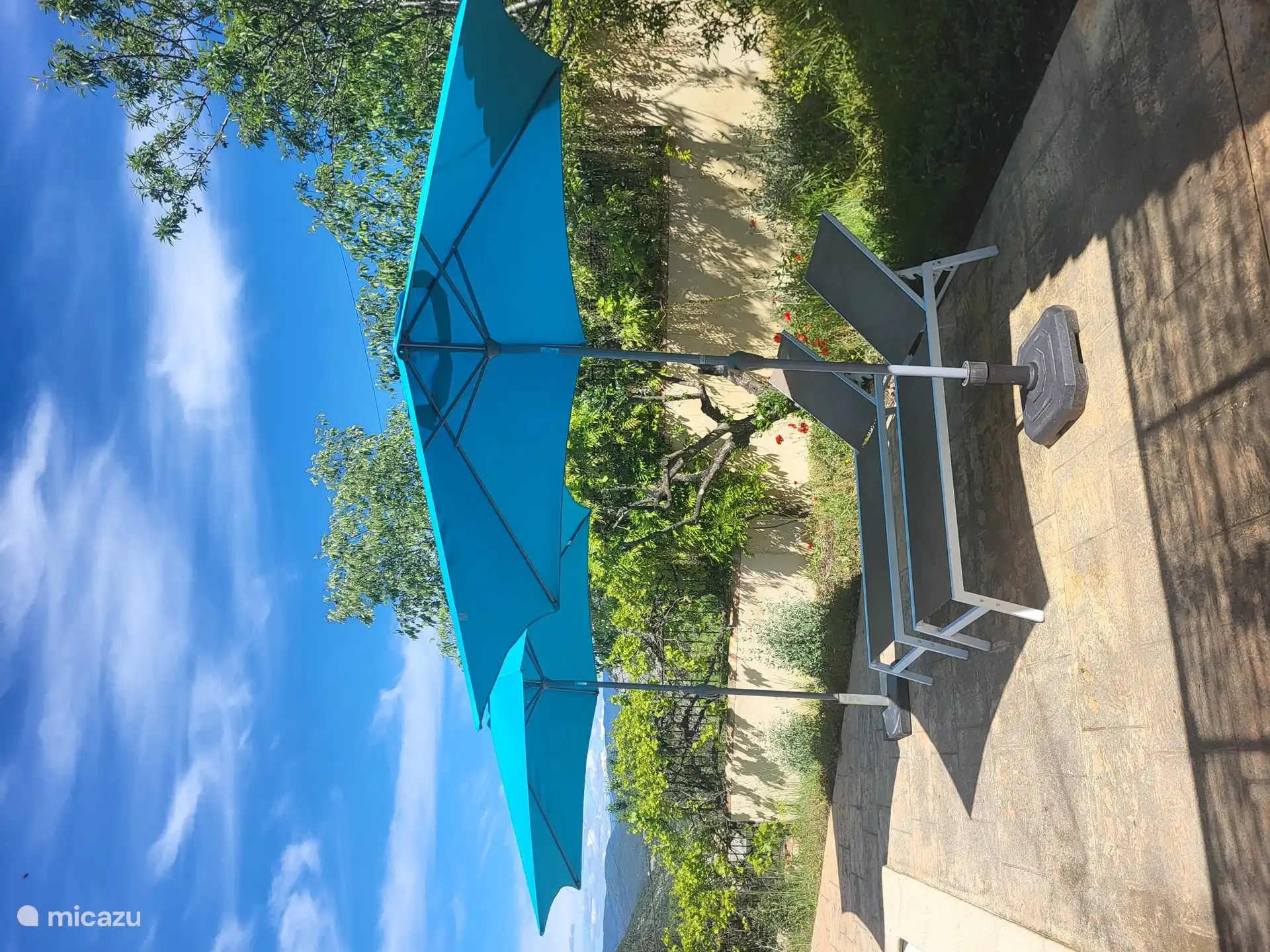 Sunbeds with umbrellas 