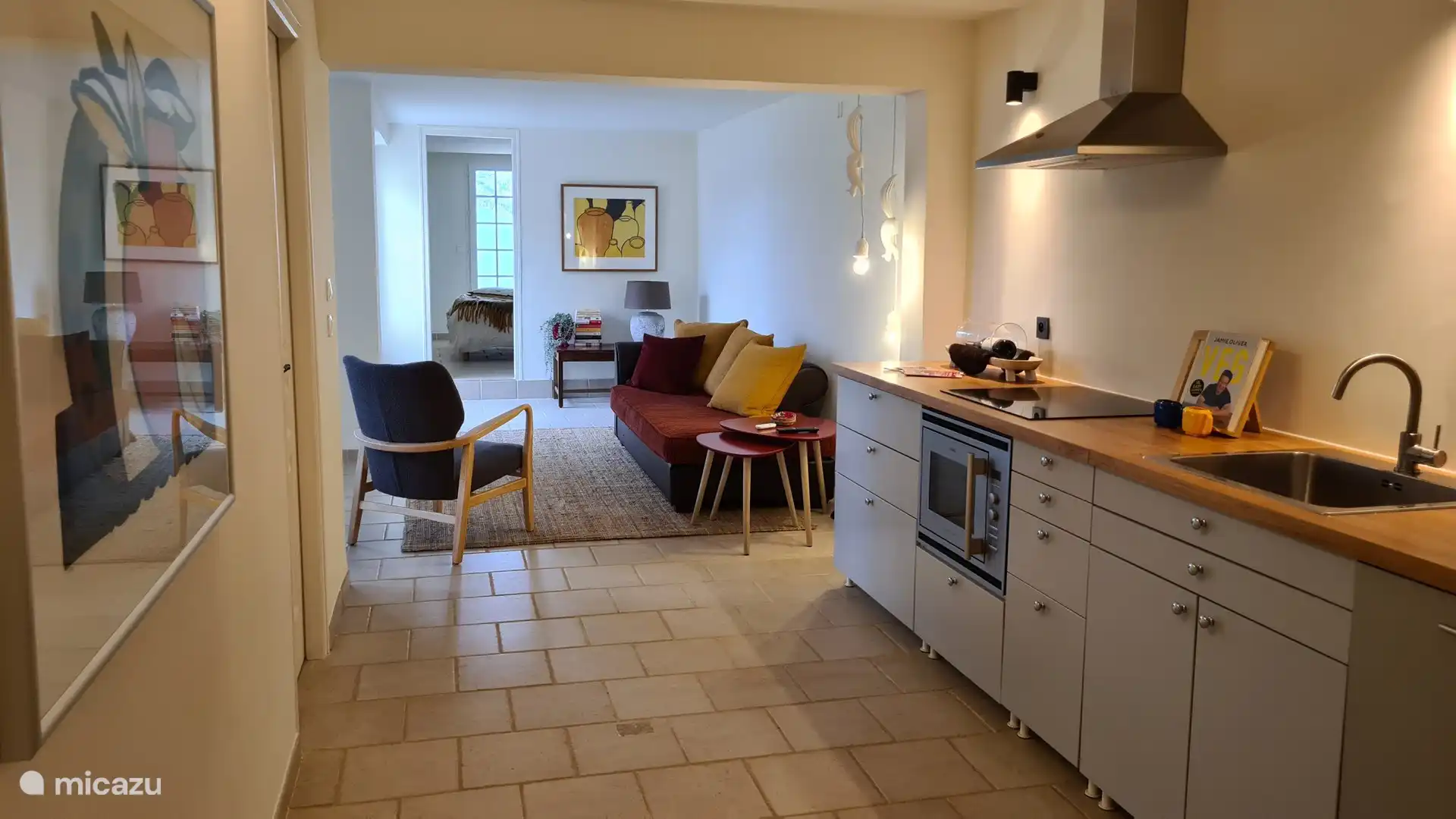 Kitchen and living room gite 