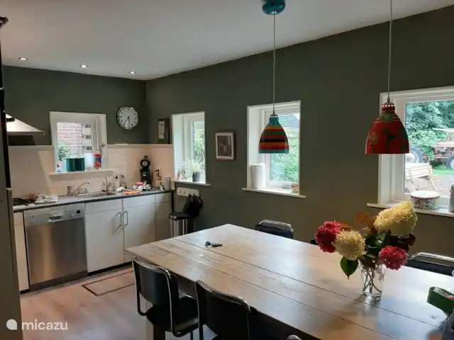 Maison de vacances n°1 | Pays-Bas, Groningue, Kloosterburen - maison de vacances Cuisine, donnant sur le jardin.