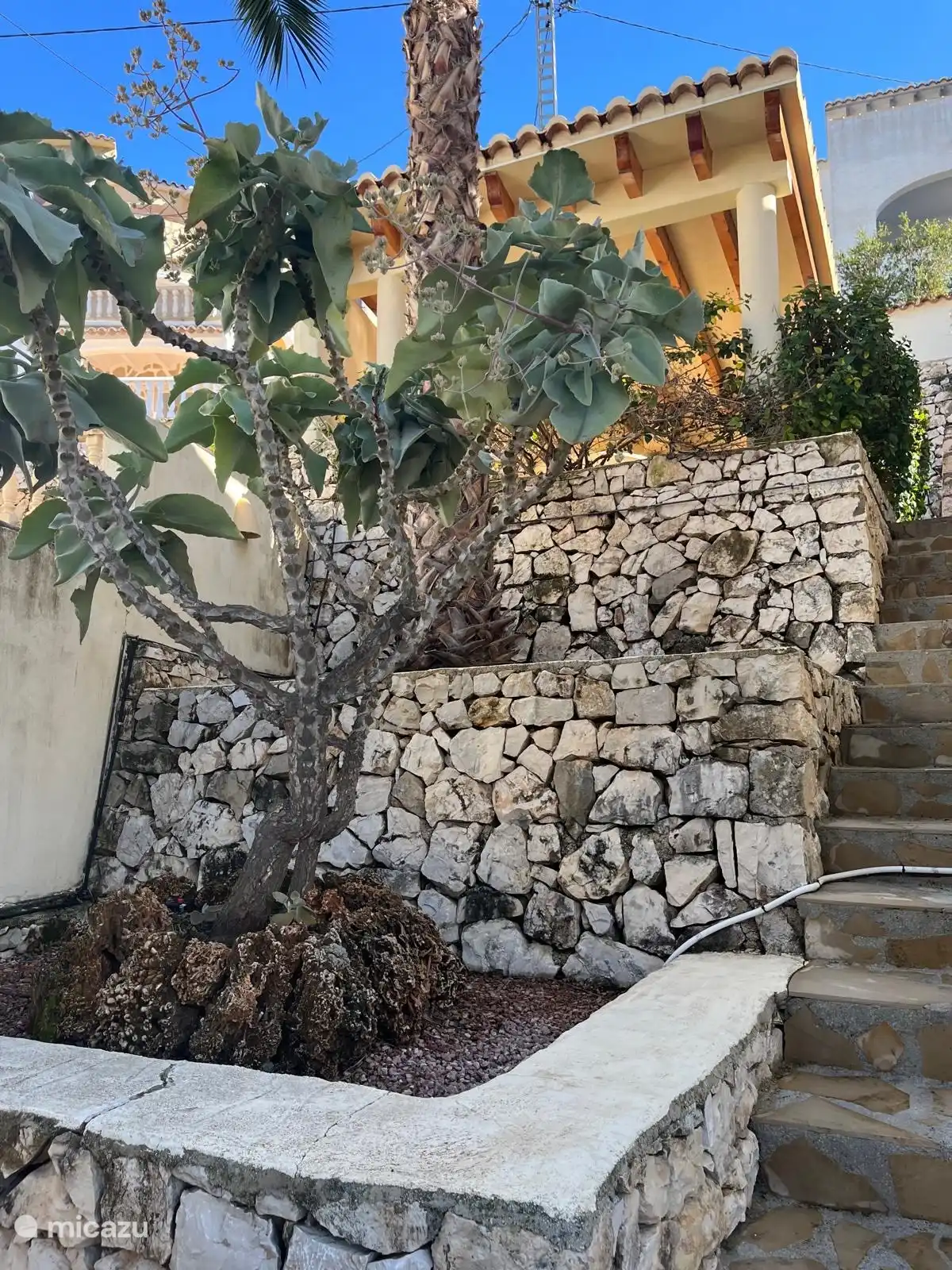 Treppe nach oben durch den mediterranen Garten