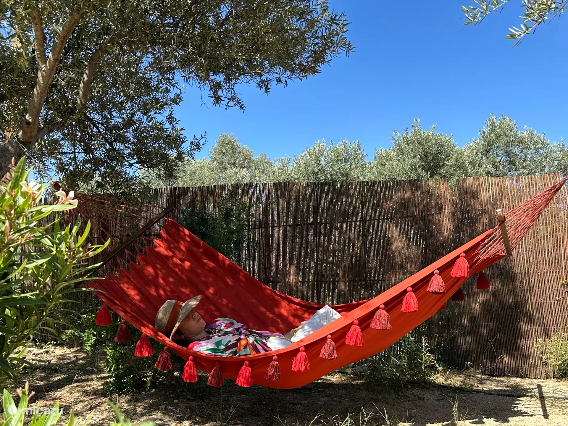 Swinging gently under the Olive tree - this is how summer should feel!