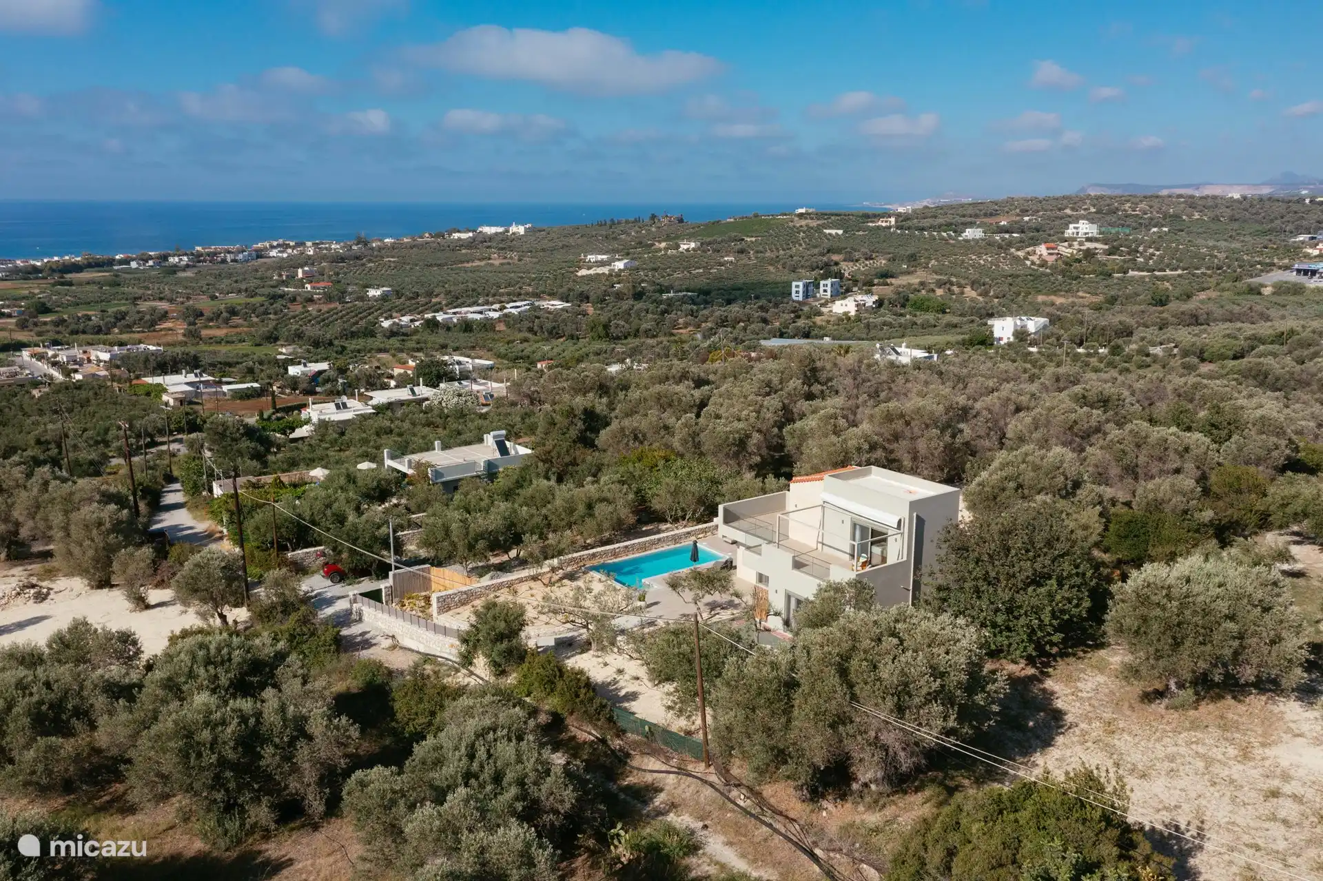 The Villa, up on the hill in the middle of the Olive Groves 