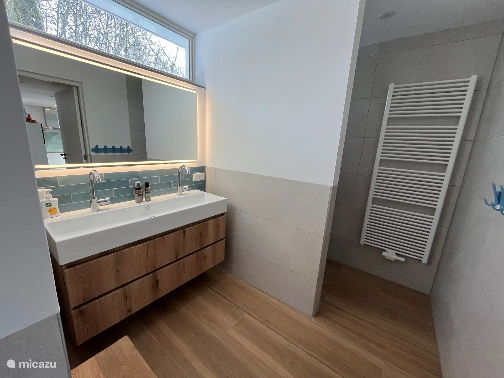 Access to the walk-in shower.