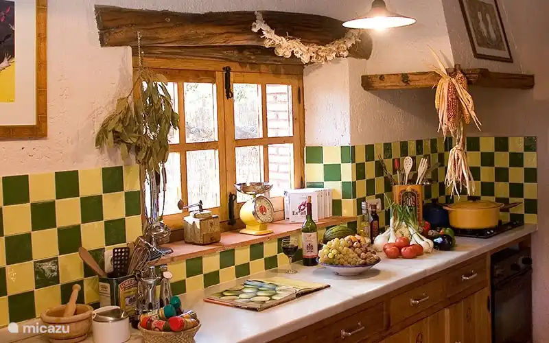 Keuken met uitzicht op de natuur