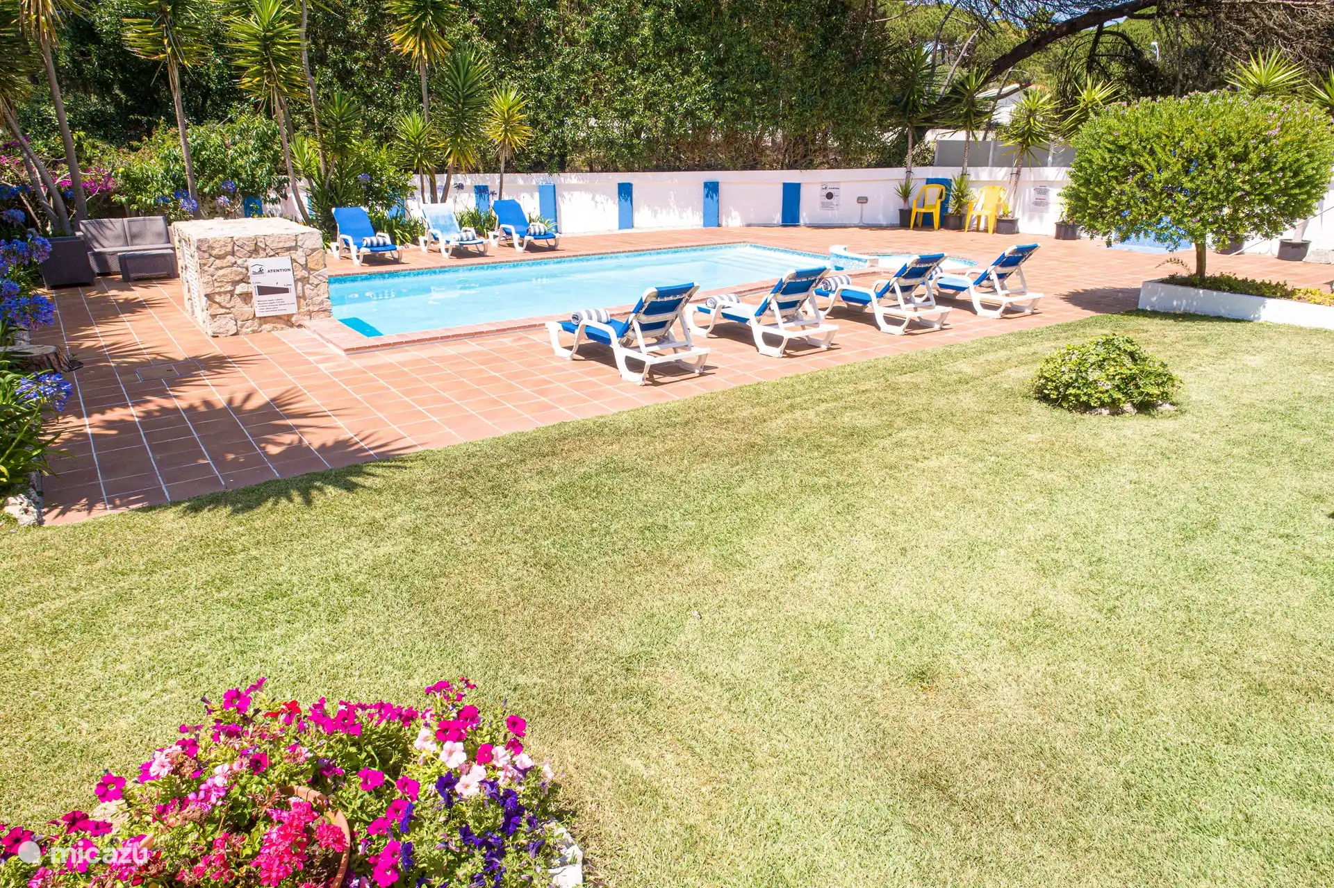 Schwimmbad mit Liegestühlen