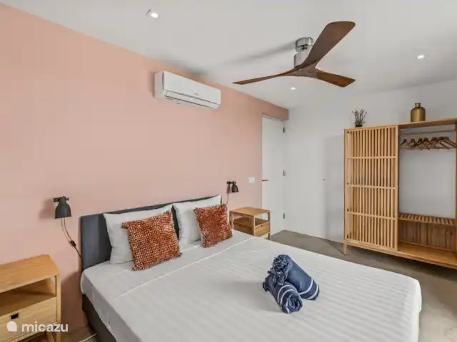 Villa Brakkeput avec vue et piscine | Curaçao, Banda Ariba (est), Brakkeput Abou - villa Chambre 2, ventilateur de plafond et climatisation disponibles