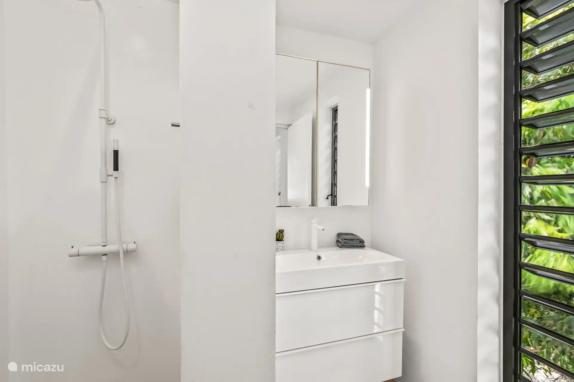 Badkamer 2, douche & wastafel. Toilet is in aparte ruimte.