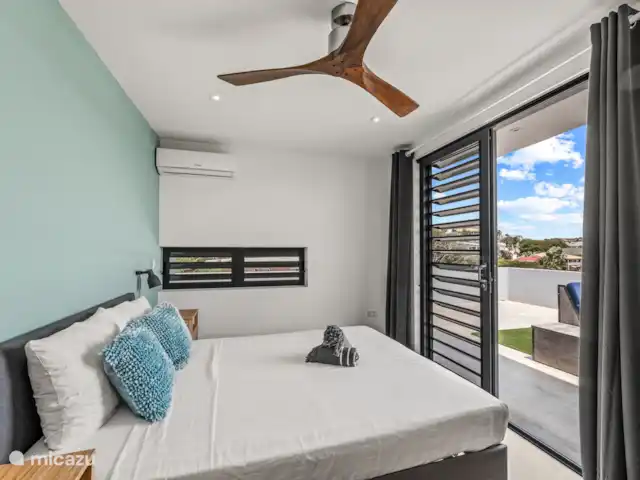 Villa Brakkeput avec vue et piscine | Curaçao, Banda Ariba (est), Brakkeput Abou - villa Chambre 3, ventilateur de plafond et climatisation disponibles